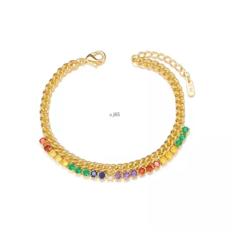 1 pieza Pulsera de cadena moda cobre de colores zirconia cúbica aojo con corazón con diseño redondo para mujeres para decoración