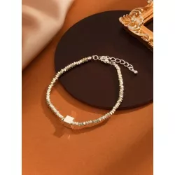 1 pieza Pulsera de cadena moda cobre con diseño de cuadro para mujeres para banquete fiesta de graduación