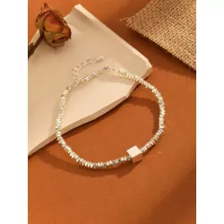 1 pieza Pulsera de cadena moda cobre con diseño de cuadro para mujeres para banquete fiesta de graduación