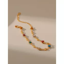 1 pieza de moda cobre multicolor Aceite goteo Pulsera de cadena para mujeres para decoración diaria