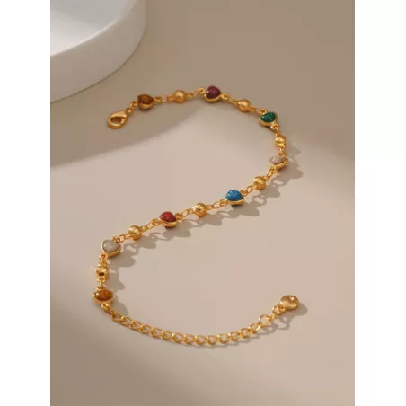 1 pieza de moda cobre multicolor Aceite goteo Pulsera de cadena para mujeres para decoración diaria