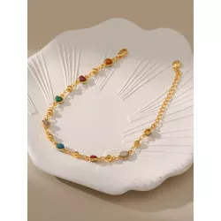 1 pieza de moda cobre multicolor Aceite goteo Pulsera de cadena para mujeres para decoración diaria