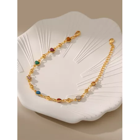 1 pieza de moda cobre multicolor Aceite goteo Pulsera de cadena para mujeres para decoración diaria