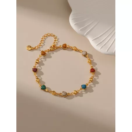 1 pieza de moda cobre multicolor Aceite goteo Pulsera de cadena para mujeres para decoración diaria