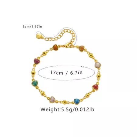 1 pieza de moda cobre multicolor Aceite goteo Pulsera de cadena para mujeres para decoración diaria