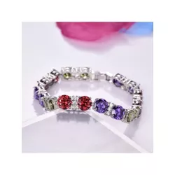 Pulsera de cadena moda cobre de colores zirconia cúbica adorno para mujeres para decoración diaria