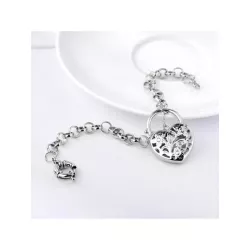 Pulsera de cadena moda cobre con abertura con accesorio de corazón para mujeres para decoración diaria