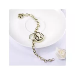 Pulsera de cadena moda cobre con abertura con accesorio de corazón para mujeres para decoración diaria