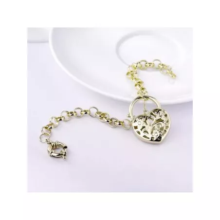 Pulsera de cadena moda cobre con abertura con accesorio de corazón para mujeres para decoración diaria