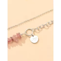 1 pieza Pulsera de cadena rosado artificial corazón de cristal en forma de