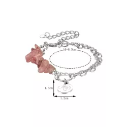 1 pieza Pulsera de cadena rosado artificial corazón de cristal en forma de