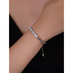 1 pieza europeo y americano estilo con diamante de imitación embellecido vinculado con cadena Pulsera para mujeres , de moda man