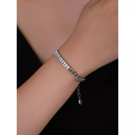 1 pieza europeo y americano estilo con diamante de imitación embellecido vinculado con cadena Pulsera para mujeres , de moda man