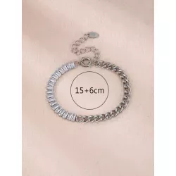 1 pieza europeo y americano estilo con diamante de imitación embellecido vinculado con cadena Pulsera para mujeres , de moda man