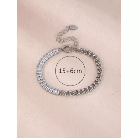 1 pieza europeo y americano estilo con diamante de imitación embellecido vinculado con cadena Pulsera para mujeres , de moda man