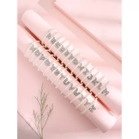 1 pieza Pulsera día festivo viento playa verano 26 alfabeto de inglés con cuenta con perla