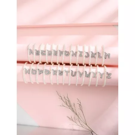 1 pieza Pulsera día festivo viento playa verano 26 alfabeto de inglés con cuenta con perla