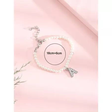 1 pieza Pulsera día festivo viento playa verano 26 alfabeto de inglés con cuenta con perla