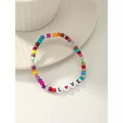 1 pieza Pulsera con cuenta de moda con diseño de letra para mujeres para decoración diaria