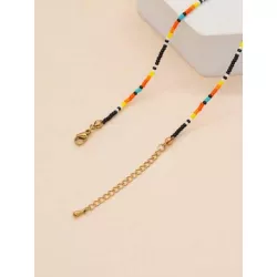 1 pieza Collar con cuenta estilo bohemio semilla rosario de mujeres