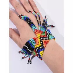 1 pieza Pulsera con cuenta moda de plástico de color combinado con diseño de fleco elástico para mujeres para diariamente