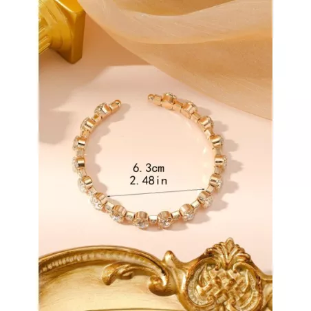 1 pieza Pulsera abierta atractivo aleación de zinc zirconia cúbica adorno para mujeres para decoración diaria