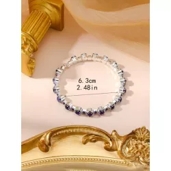 1 pieza Pulsera abierta atractivo aleación de zinc zirconia cúbica adorno para mujeres para decoración diaria