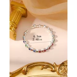 1 pieza Pulsera abierta atractivo aleación de zinc zirconia cúbica adorno para mujeres para decoración diaria