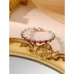 1 pieza Pulsera abierta atractivo aleación de zinc zirconia cúbica adorno para mujeres para decoración diaria