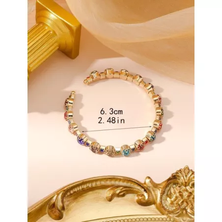 1 pieza Pulsera abierta atractivo aleación de zinc zirconia cúbica adorno para mujeres para decoración diaria