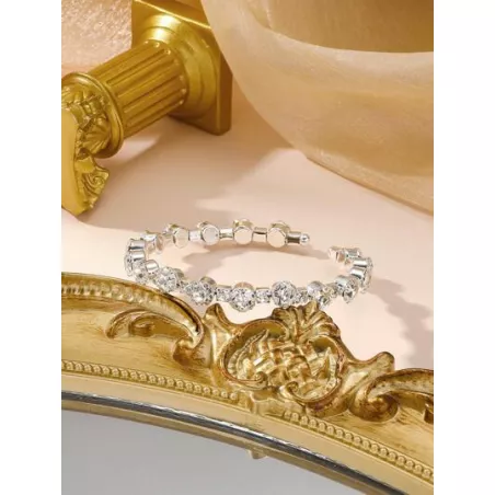 1 pieza Pulsera abierta atractivo aleación de zinc zirconia cúbica adorno para mujeres para decoración diaria