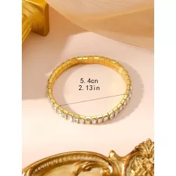 1 pieza Pulsera lujo aleación de zinc zirconia cúbica adorno para mujeres para fiesta