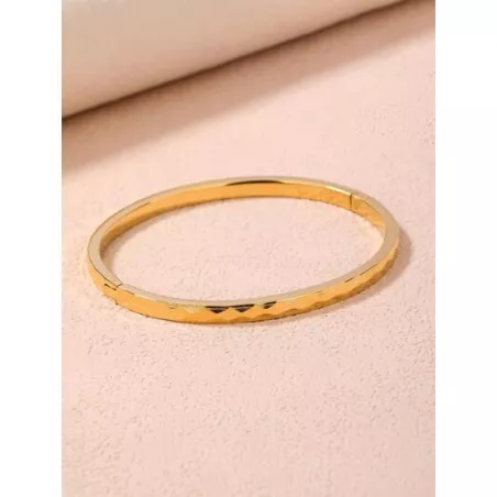 1 pieza Brazalete exquisito de acero inoxidable geométrico con textura para mujeres para regalo