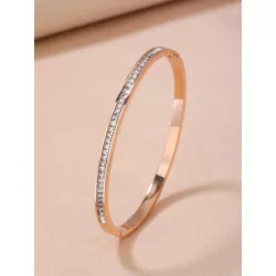 1 pieza Brazalete atractivo de acero inoxidable zirconia cúbica adorno para mujeres para decoración diaria