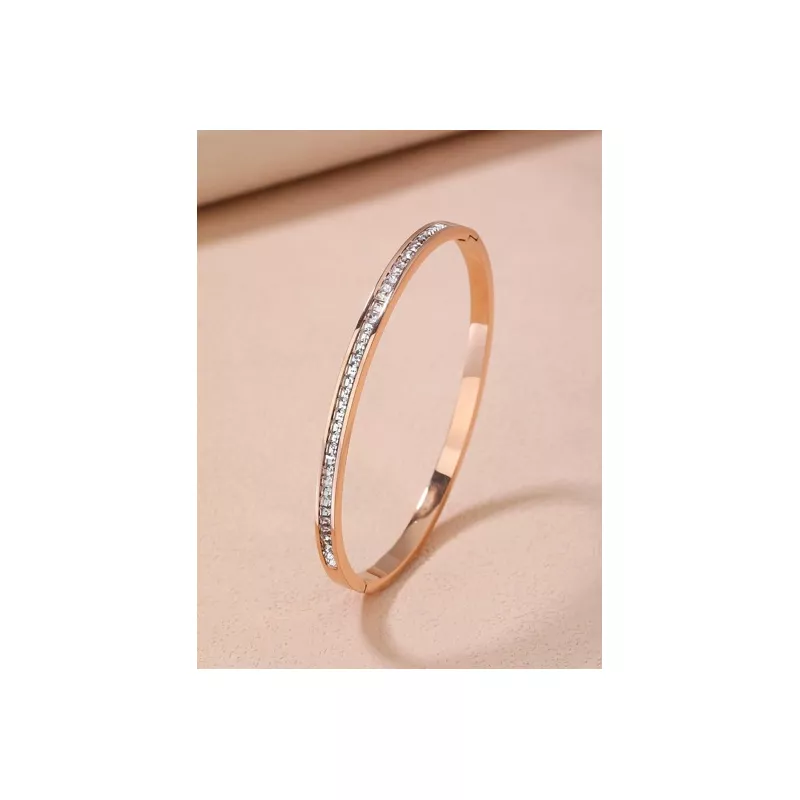 1 pieza Brazalete atractivo de acero inoxidable zirconia cúbica adorno para mujeres para decoración diaria