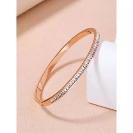 1 pieza Brazalete atractivo de acero inoxidable zirconia cúbica adorno para mujeres para decoración diaria