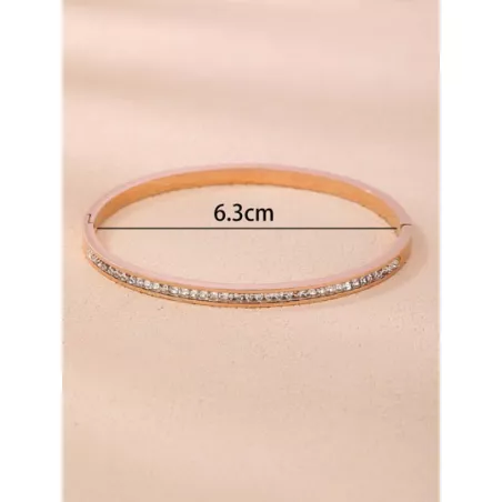 1 pieza Brazalete atractivo de acero inoxidable zirconia cúbica adorno para mujeres para decoración diaria