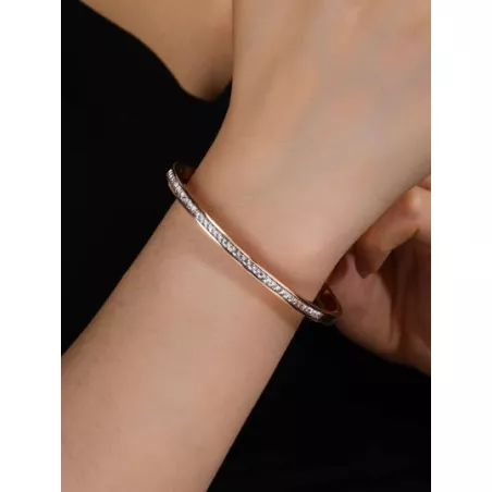 1 pieza Brazalete atractivo de acero inoxidable zirconia cúbica adorno para mujeres para decoración diaria