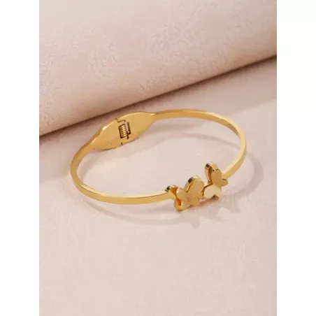 1 pieza de pulsera de mariposa de acero inoxidable para mujer, regalo de cita de vacaciones de verano simple y elegante