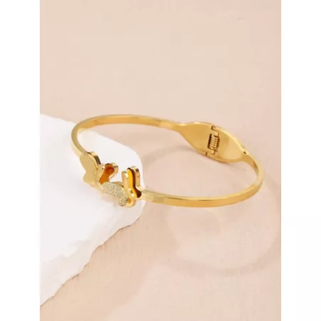 1 pieza de pulsera de mariposa de acero inoxidable para mujer, regalo de cita de vacaciones de verano simple y elegante