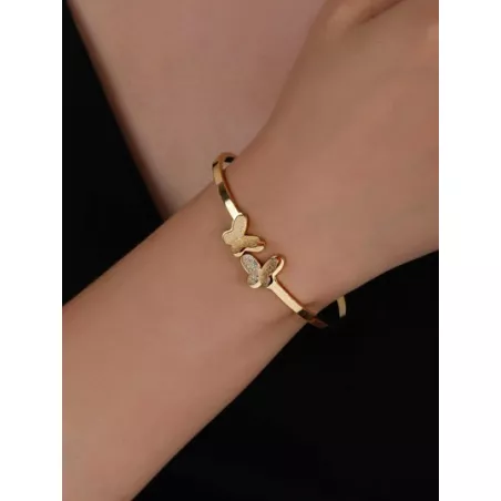 1 pieza de pulsera de mariposa de acero inoxidable para mujer, regalo de cita de vacaciones de verano simple y elegante