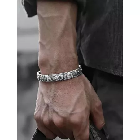 Hombres Mujer Pulsera abierta carácter chino detalle