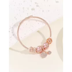 Brazalete con diamante de imitación con accesorio de corazón