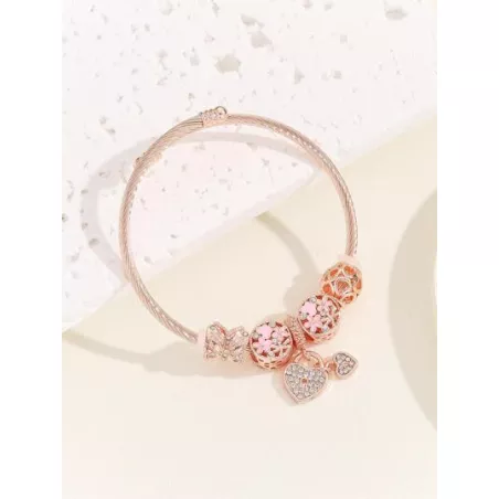 Brazalete con diamante de imitación con accesorio de corazón