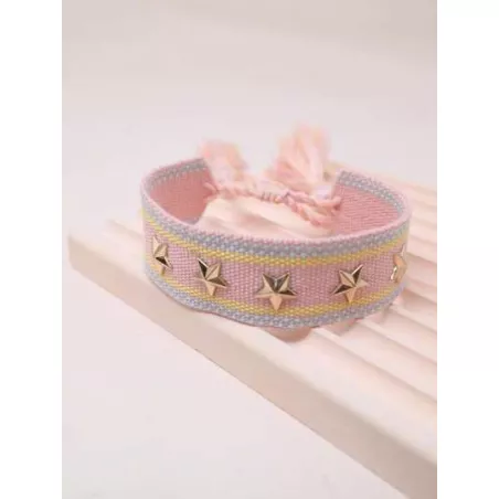 1 pieza estilo bohemio trenzado con fleco Pulsera de cuerda con remache con estrella Decoración