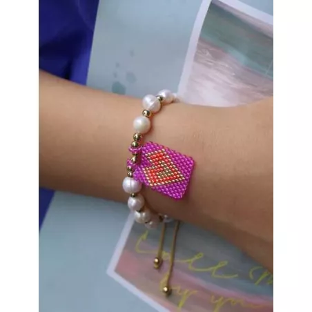 Pulsera con cuenta con accesorio de corazón con cuenta con perla artificial