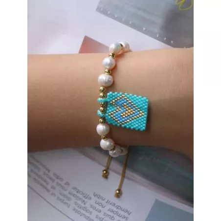 Pulsera con cuenta con accesorio de corazón con cuenta con perla artificial