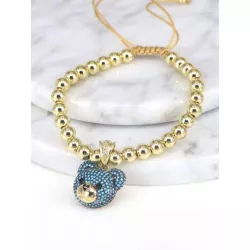 Pulsera con cuenta zirconia cúbica con diseño de oso