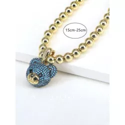 Pulsera con cuenta zirconia cúbica con diseño de oso