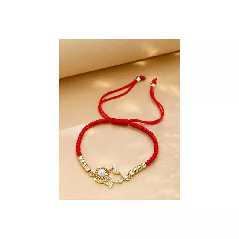 1 pieza pulsera de cadena con detalle de mano de Hamsa para mujer, para la vida diaria, joyería de cobre, zirconia cúbica de cob